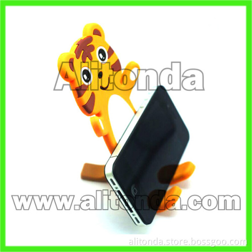 Soft bend pvc mobile phone holder cartoon animal panda cow tiger phone holder custom